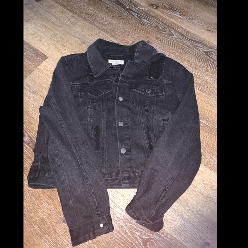 Black washed denim jacket